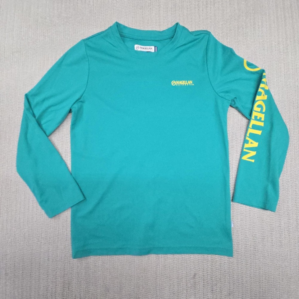 Magellan Outdoors Shirt Youth 10-12 Green Long Sleeve Fishing Casting Crew